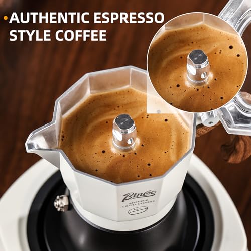 Bincoo Espresso Maker Stovetop - 2 Cup/120ML Small Stove Top Espresso Italian Coffee Maker, Camping Moka Pot (White-black) by Bincoo - Image 3