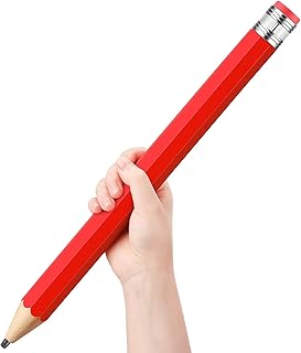 16 Inch Wooden Large Jumbo Pencils Giant Big Funny Wood Pencil with Cap and Eraser Fun Novelty Gifts for Kids School Kindergarten Home Office Prop Supplies(Red)