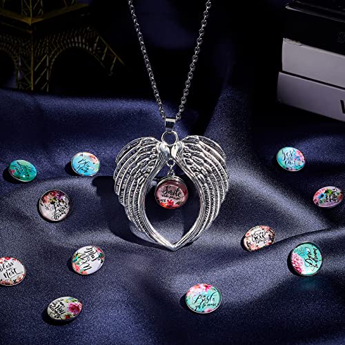 Sunnyclue 1 Box 12 Style Glass Flower Buttons Large Wing Pendants Snap Buttons For Jewelry Making Glass Button Angel Wing Charm Pendant Letter Rose Cabochons Long Sweater Stainless Steel Chain 30Inch #TOP4