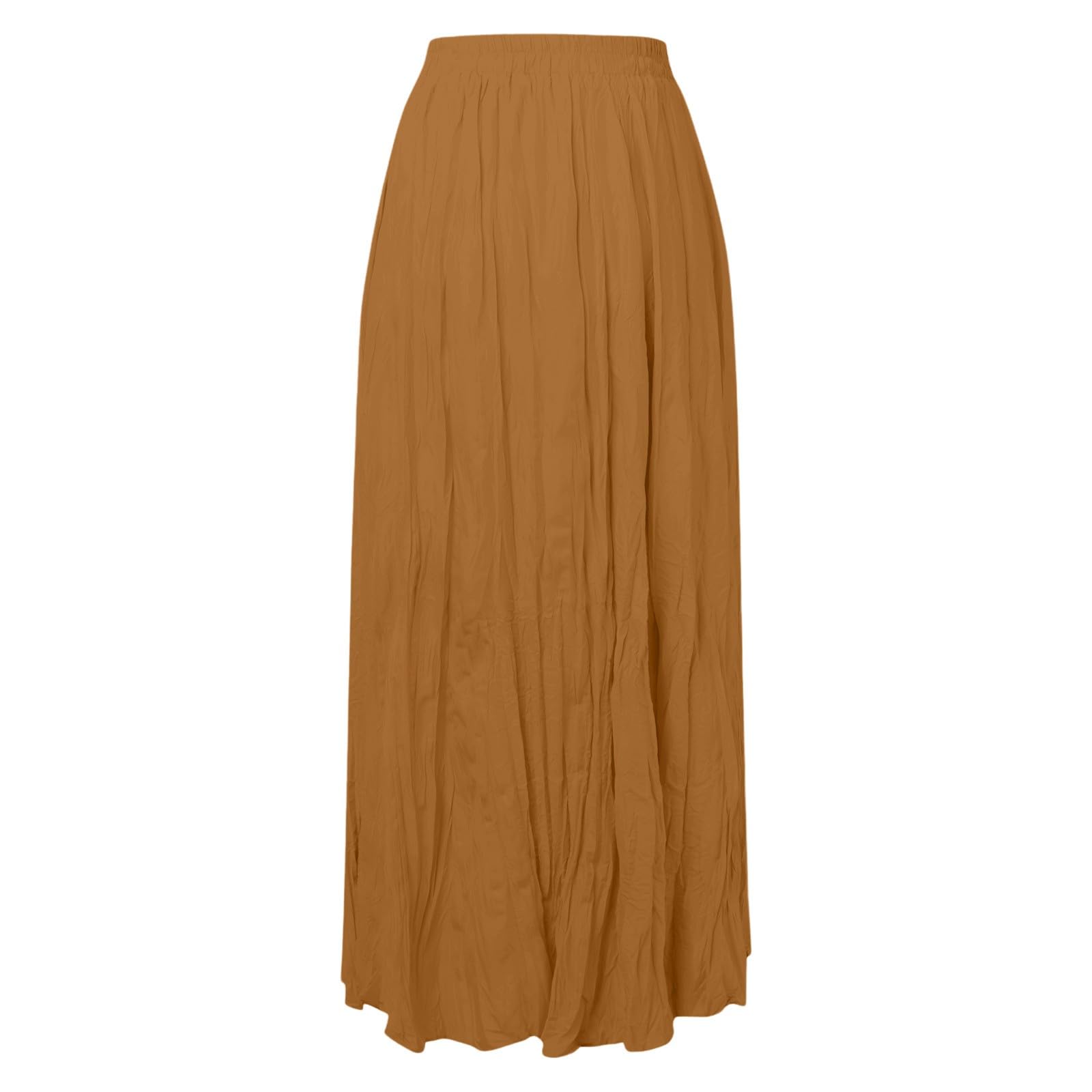 Moda Damska Casual Wysoka Talia Plisowana Sukienka Jednokolorowa Luźna Spódnica Plażowa Maxi Długa