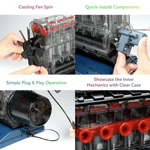 Image of Playz V8 Combustion Engine Model kit that Works with Inline 6 Model Engine kit for Adults and Kids