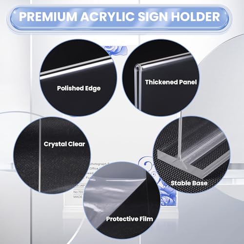 Support de menu acrylique T vertical A6 double face pour accueil et buffet - 5