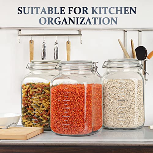Folinstall 1 Gallon Square Super Wide-Mouth Glass Jars With Airtight Lids, Glass Storage Jars With 2 Measurement Mark, Sturdy Canning Jars With Large Capacity 4100 Ml For Overnight Oats #TOP1