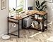 Casaottima L Shaped Computer Desk, 40 Inch Small Corner Desk with Storage Shelves & PC Stand, Reversible Gaming Desk for Bedroom, Modern Writing Study Table for Home Office, Vintage