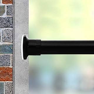 Vailge Tension Rod Shower Rail Curtain Poles, Shower Curtain Rail No Drilling Heavy Duty Room Divider Curtain Rod, Adjustable Bathroom Rust Free Extendable Window Tension Rod (Black, 210-310CM)