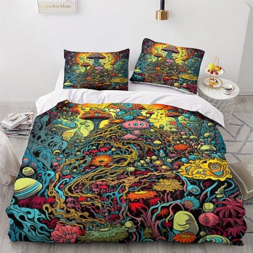 Housse de couette champignon parure de lit microfibre 220x240cm