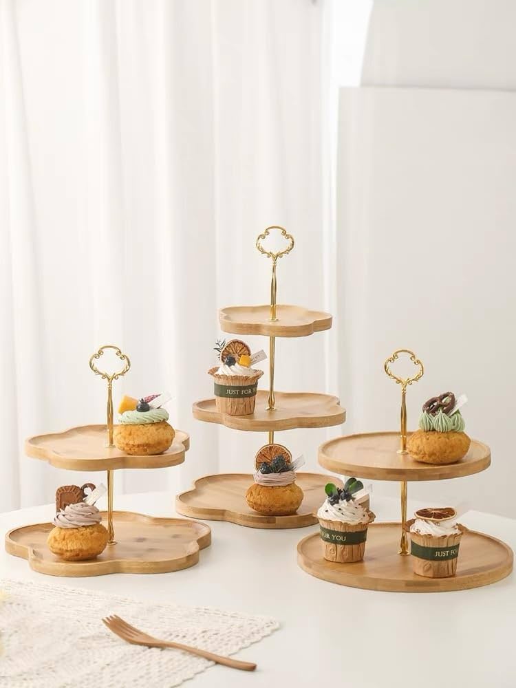 Amazon｜ケーキスタンド 木製ケーキディスプレイスタンド ケーキ