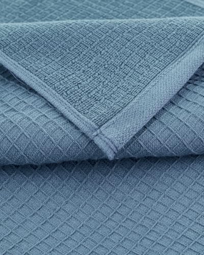 Image of Casa Copenhagen, Egyptian Cotton - Waffle Terry Towel 4 Piece 100% Cotton Large Bath Towel Set - Dusty Blue