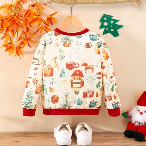 Toddler Boys Girls Sweater Autumn/Winter Long Sleeve Strips Christmas Day Cartoon Print Sweater Girls Hoodies Size 10123