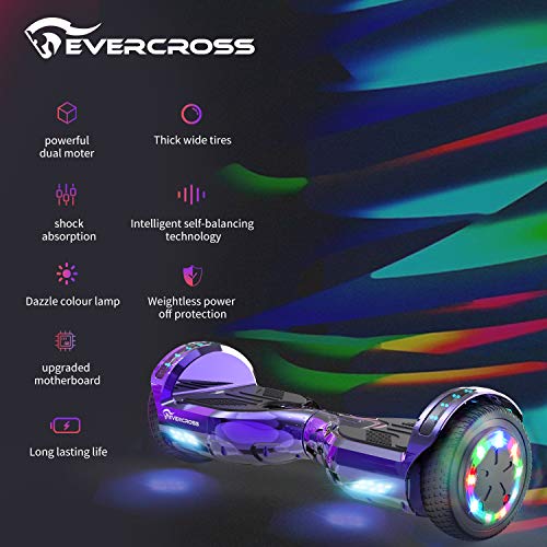 Evercross Hoverboard, Hoverboard For Adults, Hoverboard With Seat Attachment, 6.5" Hover Board Self Balancing Scooter With Bluetooth Speaker & Led Lights, Suit For Adults And Kids (Purple) #TOP1