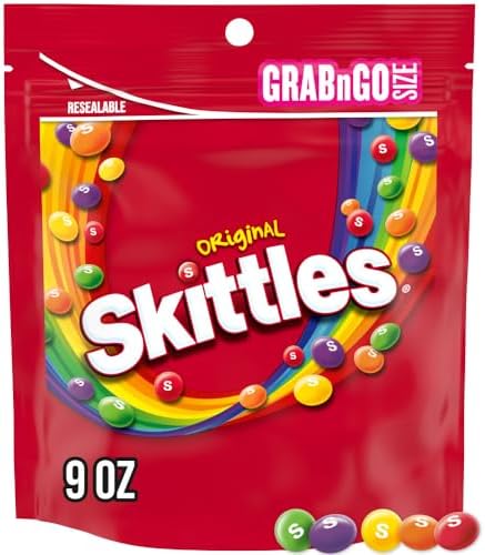 SKITTLES Original Chewy Candy Bag, 9 Oz Resealable Bag of Candy