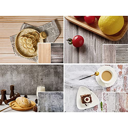 Papel de Fondo de fotograf�a Kit de 4 Paquetes de Doble Cara 34x22.4,Rollos de Fondo de Mesa para Alimentos, Productos peque�os Blogger Shoot - 8 Patrones (57 x 87 cm)