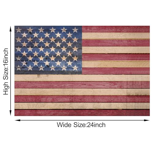 Image of Berlun American Flag Wall Decor - Vintage Patriotic USA Flag Canvas Wall Art for Indoor Rustic Farmhouse Home Decor, 4th of July Independence Day Decoration, for Veterans Day AL-12