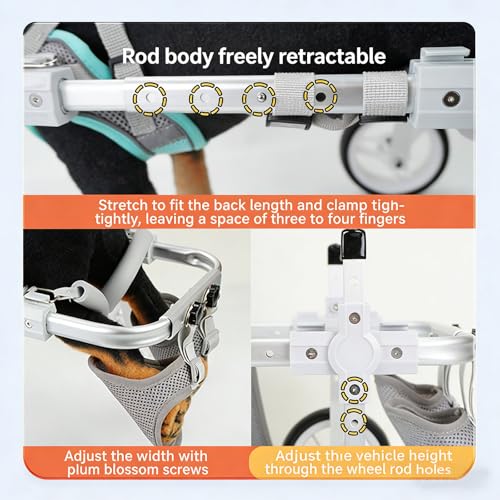 Carrito para perros Vdaxvme de 4 ruedas con soporte trasero 5