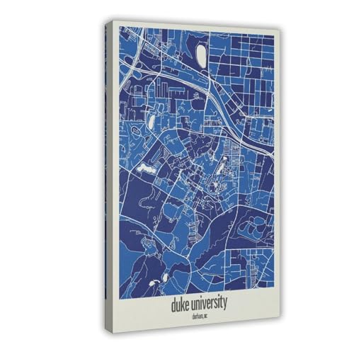 DUYIGCR Duke University, Graduation Gift,duke Campus Map, Illustration Minimalist Canvas