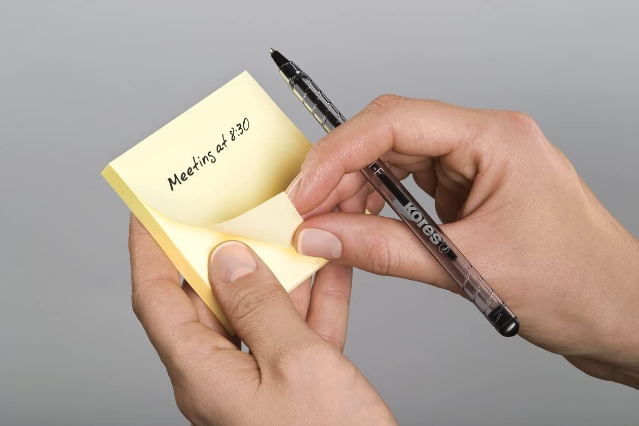 Kores Lined Notepad 75 x 50 mm 100 Sheets Pack of 12 Yellow