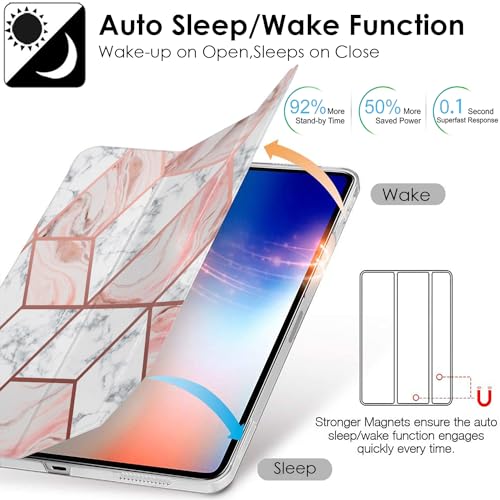 Image of DuraSafe iPad Pro 12.9 inch 4th Gen 2020 Cover A2229 MY2H2HN /A MY2J2HN /A A2069 MXAT2HN /A MXAV2HN /A MXAU2HN /A MXAW2HN /A A2233 MY3K2HN /A MY3J2HN /A MXFY2HN /A MXG12HN /A MXFX2HN /A MXG02HN /A - Marble Pink