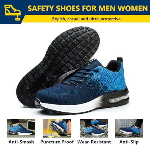 Image of Steel Toe Shoes for Men Women Lightweight Comfortable Work Shoes Indestructible Slip Resistant Safety Shoes for Construction