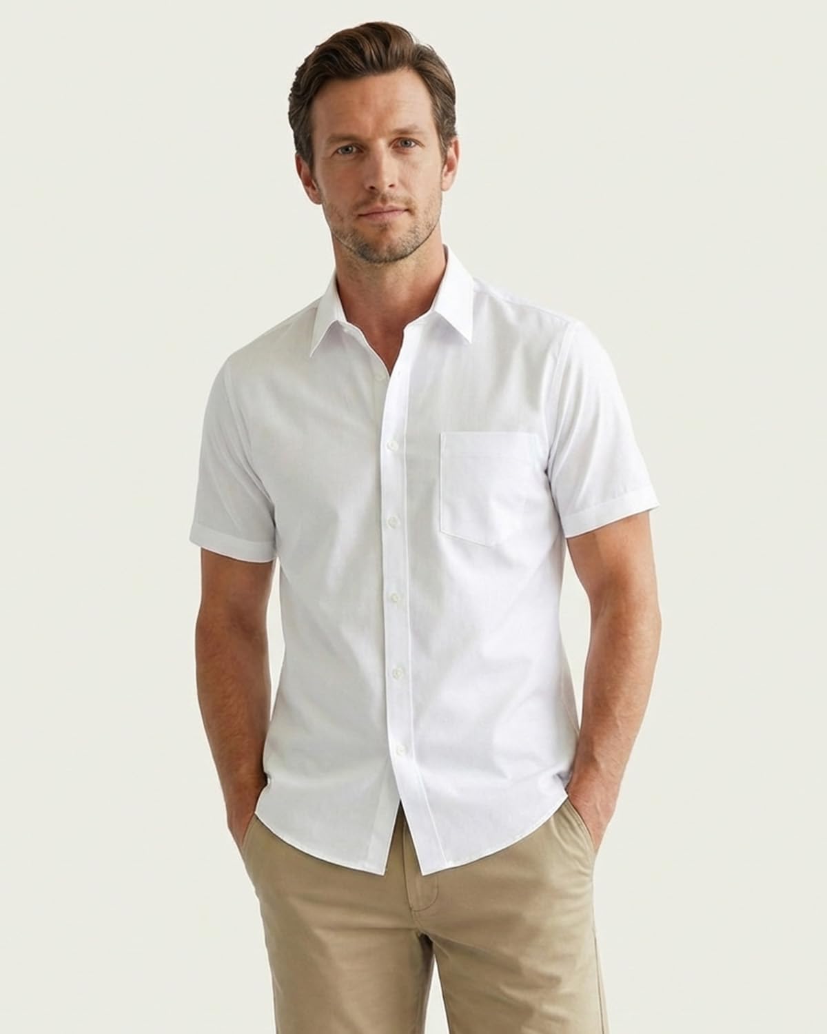 Liloak Herren Hemd Kurzarm Regular Fit Businesshemd für den Sommer