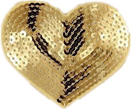 2 Pink Heart Appliques With Sequins - Iron On Patches For Crafts & Clothing