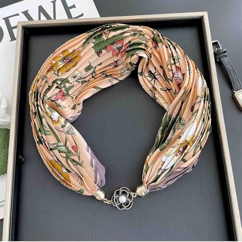 Women's pleated scarf necklace magnetic buckle with small necklace headband collarbone chain headband pendant scarf2