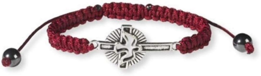 Adjustable Cord Red with Holy Spirit Dove Cross, Catholic Confirmation Gifts, 3 Inch