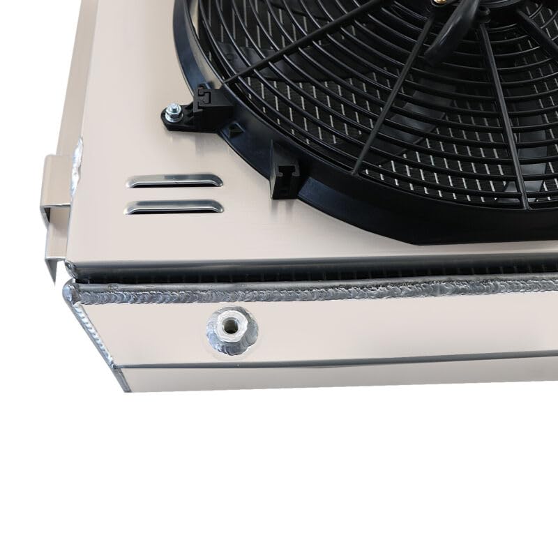 OzCoolingParts Kit De Cubierta De Ventilador De Radiador Chevy 55-57, Radiador TR5057 De Aluminio De 3 Filas Ventilador De 16 Pulgadas Con Cubierta Para Chevry Bel Air/Del Ray/Nomad/210/150 V8