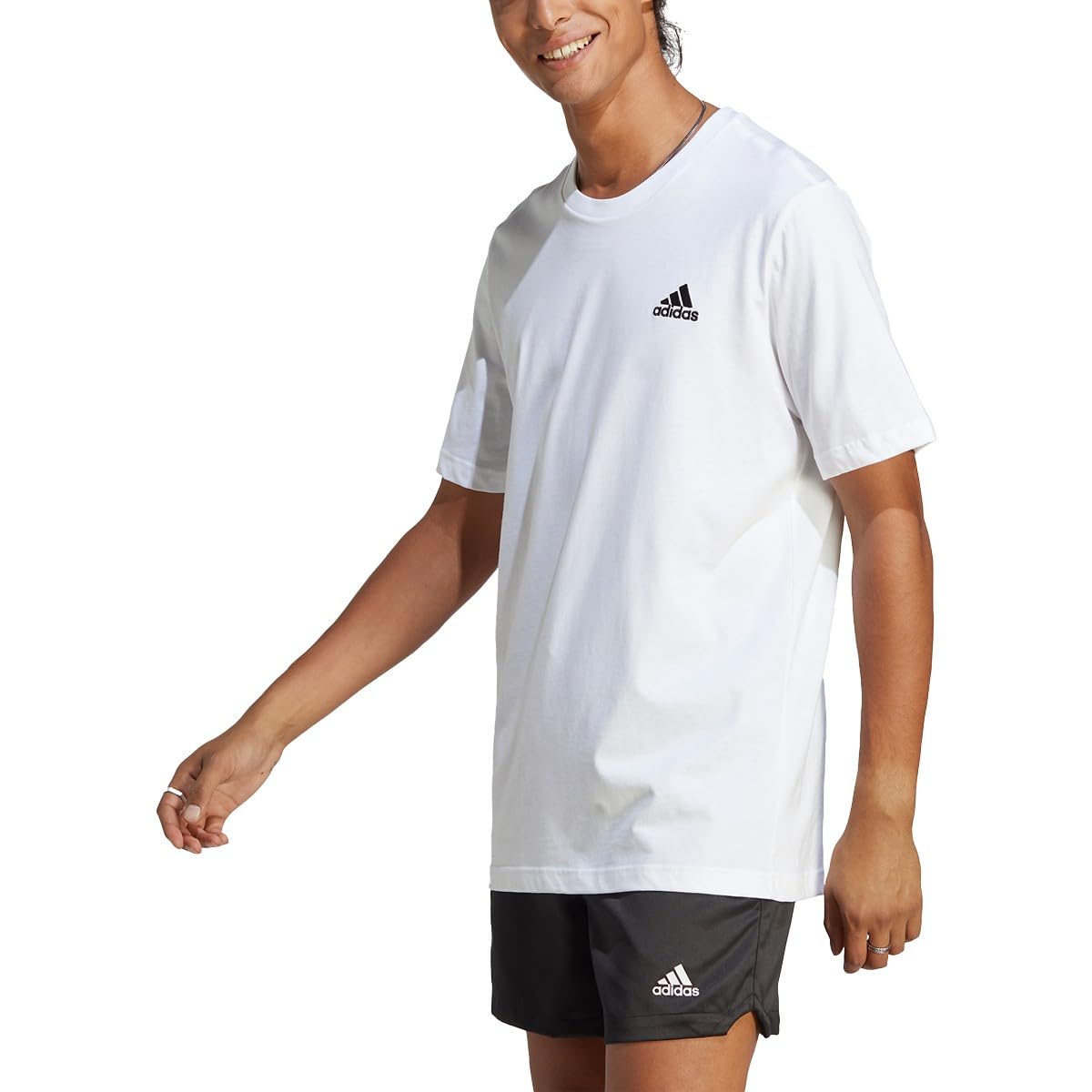 adidas Men's Size Essentials Single Jersey Embroidered Small Logo T-Shirt, White, Large/Tall