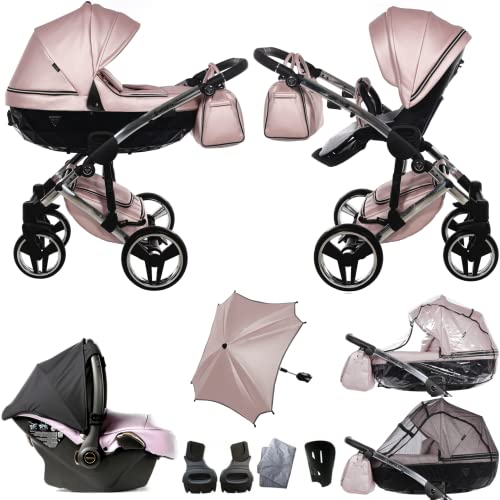 Novità! Originale Junama Diamond Fluo Line v2 Sistemi Modulari Passeggino Combinato 3in1 Exclusive Prams (06 rosa)