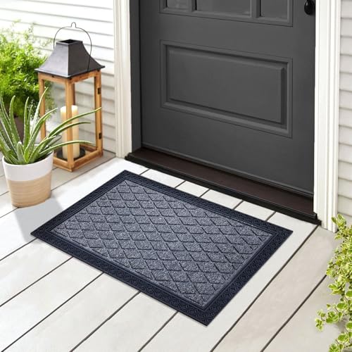 Image of Luxe Home Door Mats for Home Natural Coir Mat Anti-Slip Entrance Rug with Rubber Backing for Indoor and Outdoor Use (40x60 cm) Grey