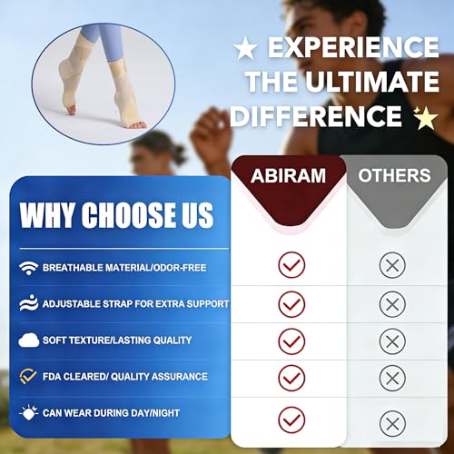Image of ABIRAM Ankle Brace for Men & Women - Adjustable Compression Sleeve with Wrap for Sprained Ankle, Plantar Fasciitis, Achilles Tendonitis - Breathable Support for Running, Volleyball, Basketball - L