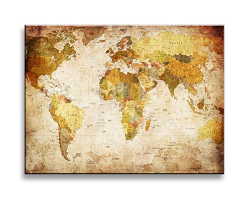 Visario bestpricepictures Impression sur Toile mappemonde 4302 - Peinture/Image/Tableau/Decoration sur châssis 40 x 30 cm
