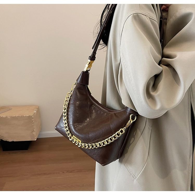 Bolso de hombro retro con cadena y diamantes elegante para mujer 6