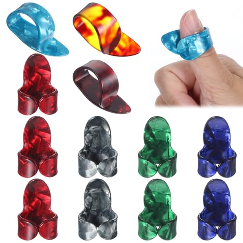 12 PCS Thumb Picks Guitar Finger Picks for Acoustic Guitar Celluloid Guitars Thumb Pick for Acoustic Guitars Banjo, Ukulele, Bass, Fingerstyle Playing