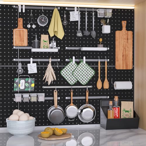 Hogurity BLACK 16INCH 4PCS PEGBOARD Pegboard, 4 Pcs 16 Inch×16 Inch Large Heavy Duty Metal Pegboard Panels thumb #6