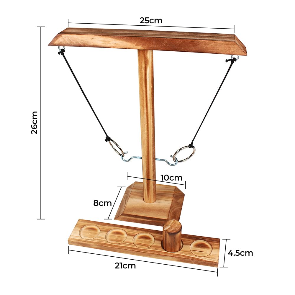 Ring Toss Game - Jeu d'adresse en bois - Machine à lancer à anneaux suspendue - Qui est le plus rapide ? Duels passionnants pour la prochaine fête - Intérieur et extérieur - Enfants et adultes - 100