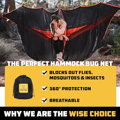 Image of Wise Owl Outfitters Hammock Bug Net - Mosquito Net for Hammock, Lightweight Bug Netting for Camping, Hiking, Backpacking, Forest & Outdoor Use