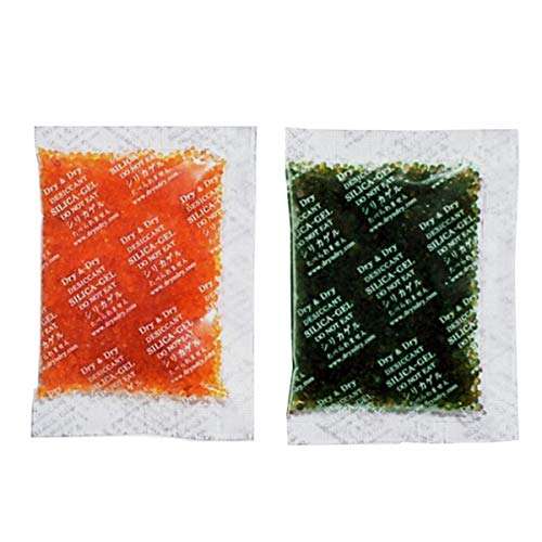 Dry & Dry 20 Gram [30 Packets] Premium Orange Indicating(Orange to Dark Green) Silica Gel Packets Desiccant Dehumidifier - Rechargeable Silica Packets for Moisture Absorber