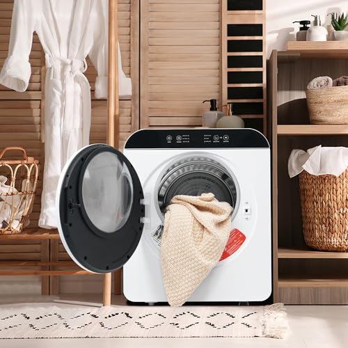 Fppuueg Secadora de Evacuación 3 kg, Secadora de Ropa 830W, Montable en Pared, 6 Programas, Doble Esterilización, Kid Lock, Giro Bidireccional, Filtración, Blanco C [Clase de eficiencia energética G]