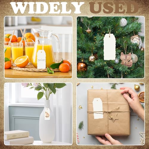 60 Stück unbedruckte Geschenkanhänger mit unregelmäßigem, rissigem Randeffekt, Vintage-Geschenkanhänger mit Schnur, Geschenkanhängers aus Bastelpapier im Aquarell-Stil, ideal für DIY