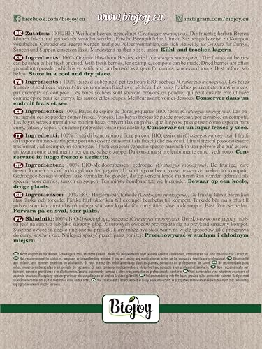 Biojoy BIO-Weißdornbeeren getrocknet (1 kg), ganz, Weißdorn-Tee (Crataegus monogyna)