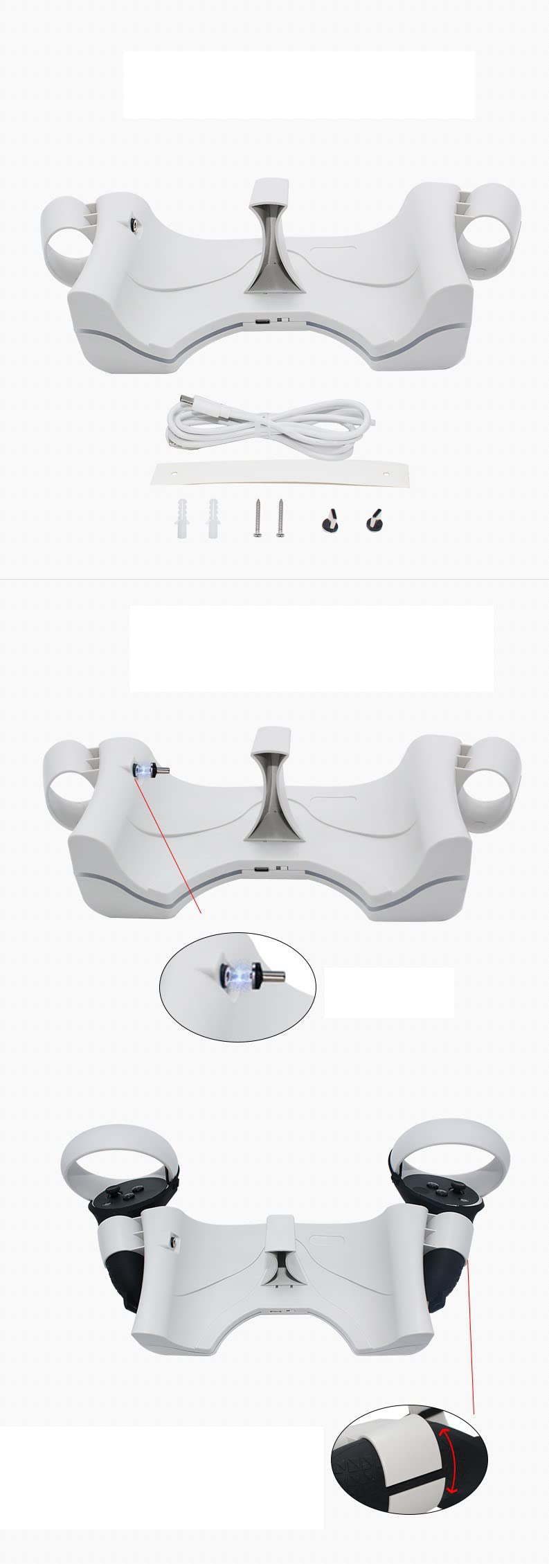 para Oculus Quest 2 VR estación de Carga Multifuncional estación de Carga de Pared Base de refrigeración, estación de Carga Dual para Soporte Oculus Quest 2 VR (Blanco, Oculus Quest 2) ZY-36