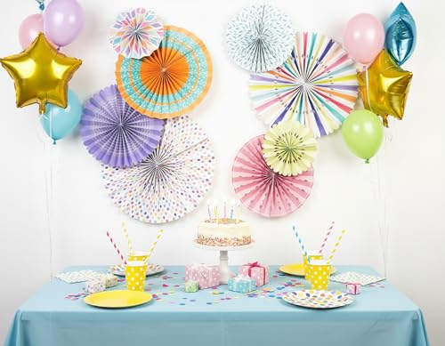 image for PapaKit Origami Wall Decoration Set (8 Assorted Round Paper Fans) Birt