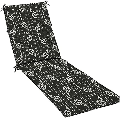 AFWADFWA Outdoor Indoor Lounger Patio Cushion Seamless Black White Woven Cloth Floral Linen Texture Two Tone Chaise Lounge Cushion Water-Resistant Accessory for Chair Patio Furniture Seat Cushion