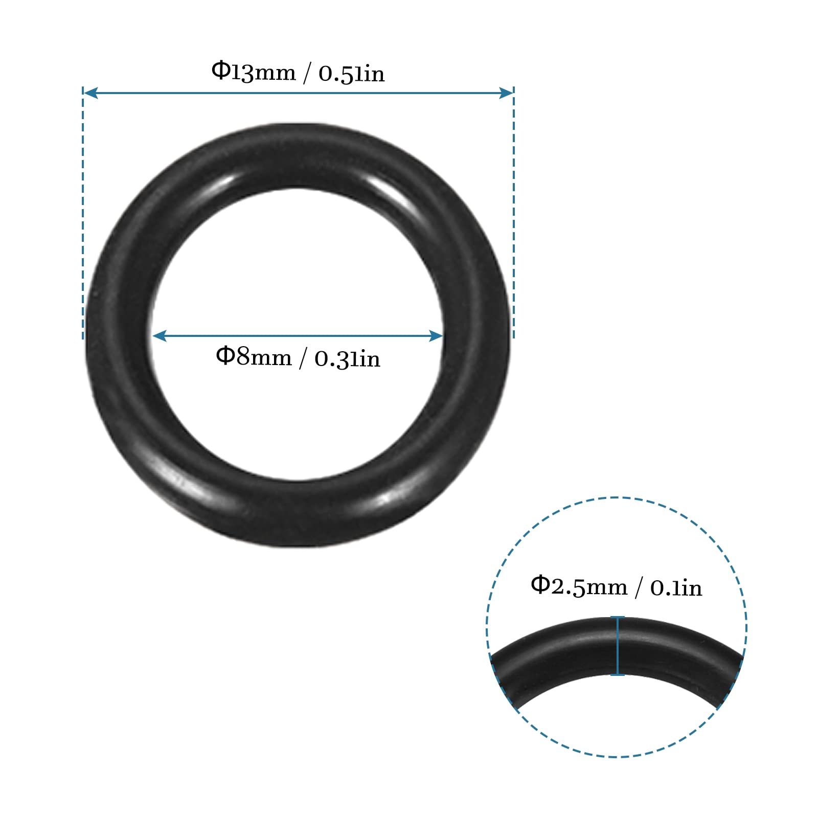 O-Ring In Gomma Nitrile 13x8x2.5 Mm - Confezione Da 10 Pezzi Per Idraulica - Foto 11