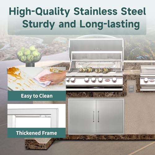 Outdoor-Kitchen-Doors-36W-x-23H-Inch-Stainless-Steel-Doors-Access-Door-with-Handles-Double-Access-Cabinet-Door-Flush-Mount-for-Grilling-Station-Outdoor-Kitchens-BBQ-Island-Cabinet-Silver Outdoor Kitchen Doors 36W x 23H Inch Stainless Steel Doors Access Door with Handles Double Access Cabinet Door Flush Mount for Grilling Station Outdoor Kitchens BBQ Island Cabinet Silver