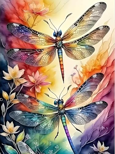 Image of WUSARPLY Retro Dragonfly Stamped Cross Stitch Kits for Beginners Adults