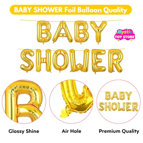 Image of Baby Shower Banner Gold for Home Foil Balloon Decoration Decor Celebration Golden