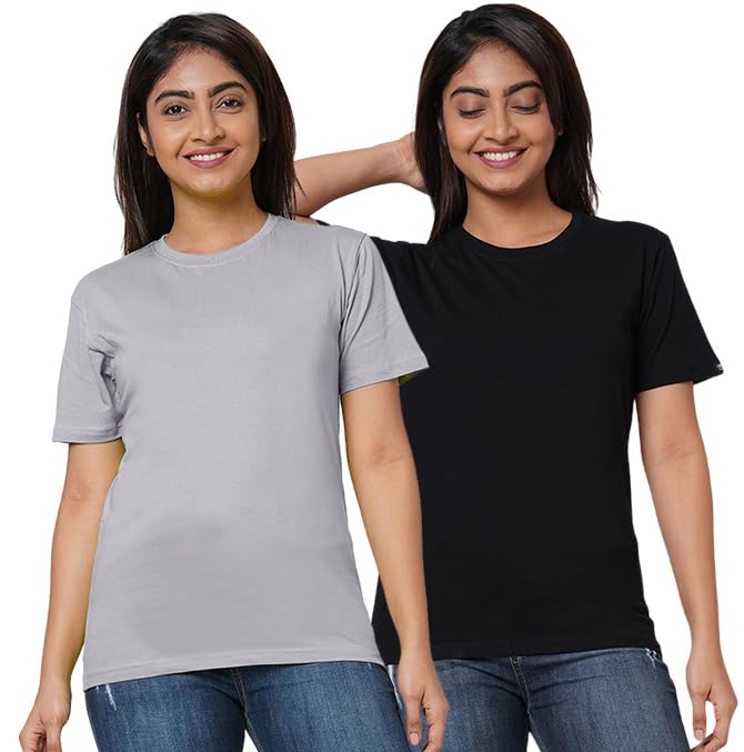 Unisex Fit Round Neck Women Plain Tshirt Combo Pack of 2-image-28