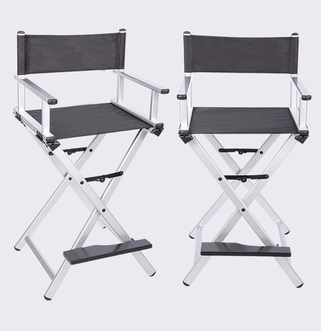 Tragbarer Regiestuhl aus Aluminium, zusammenklappbar, leicht, silberfarben, Regiestuhl für Make-up, Fotografie, Outdoor, Kakt und praktisch